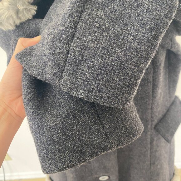 Vintage Lilli Ann Fur Trim Coat Jacket Gray 60s - Picture 5 of 15